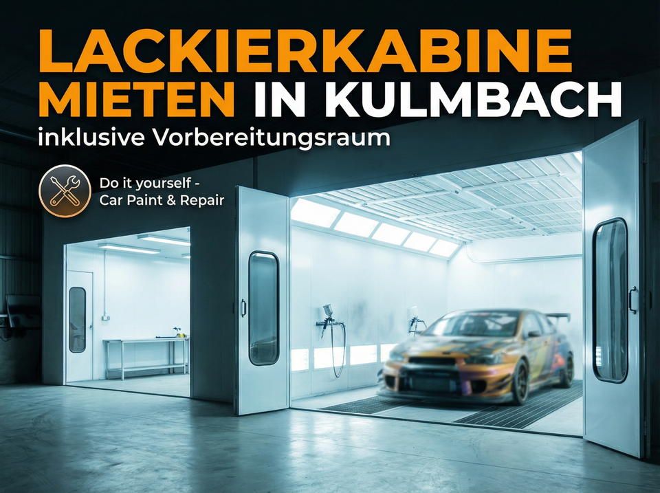Lackierhalle / beheizte Profi-Lackierkabine mit Vorbereitungsraum mieten (Portamotors)